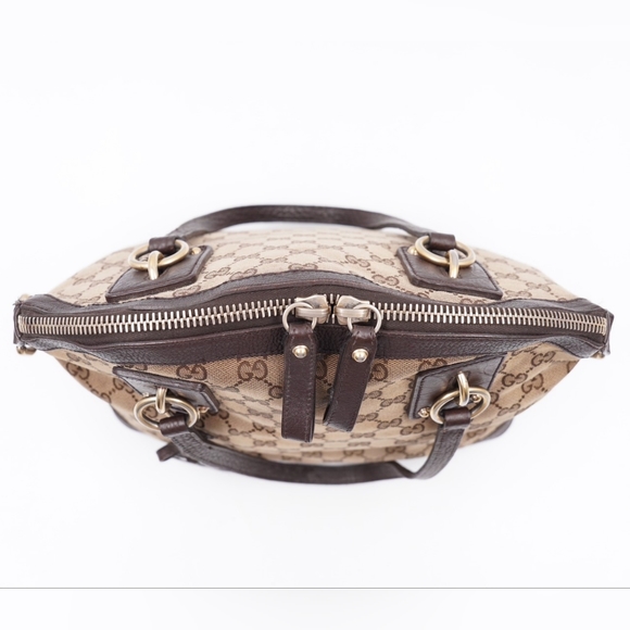 ❌️❌️SOLD ❌️❌️AD10❤️ Gucci GG Canvas and Leather Charm Dome Satchel - Picture 13 of 16